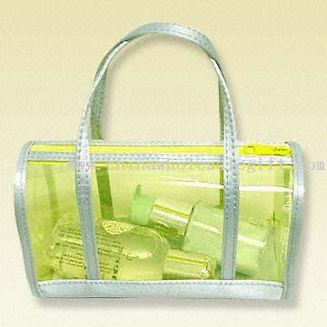 Satin og gennemsigtigt PVC kosmetik taske